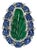 Set in 18k Gold, Carved Zambian Emerald, Blue Sapphires & Diamonds Cocktail Ring, Size 6 For Sale