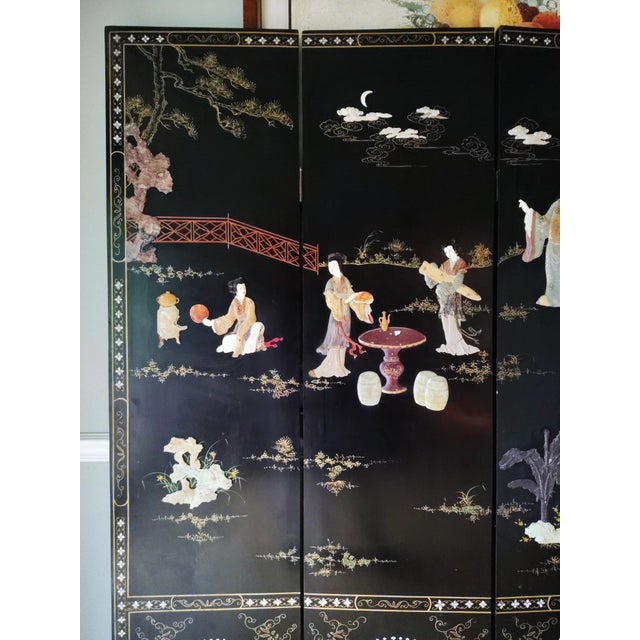 Early 20th Century Chinese Coromandel Soap Stone Screen For Sale - Image 9 of 18