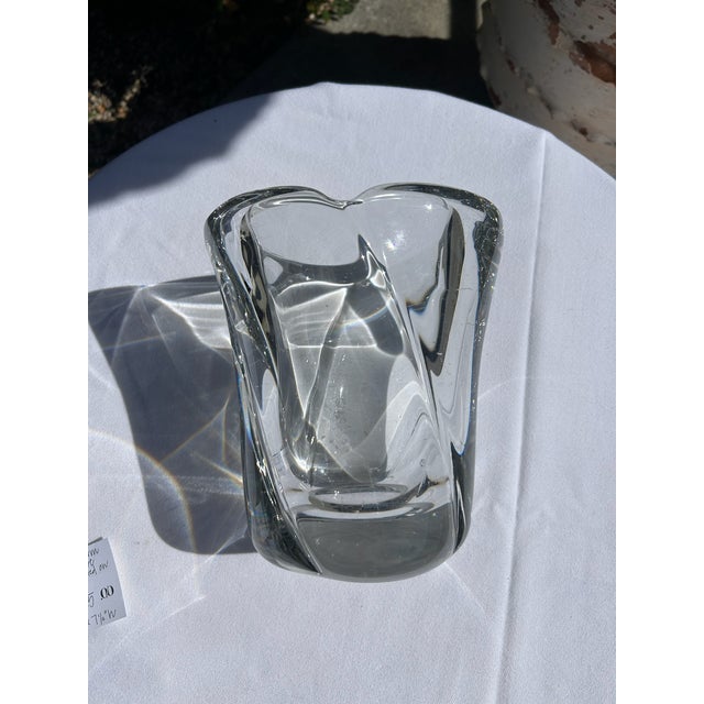 Vintage Daum Crystal Thick Sculptural Vase – Signed For Sale - Image 11 of 14