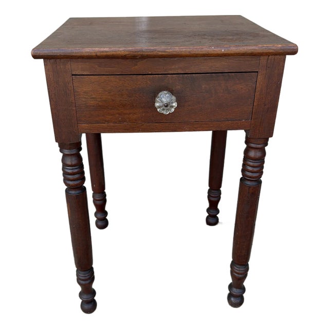 Antique Walnut Sheraton One Drawer Stand, Lebanon County, Pennsylvania, Circa 1830s For Sale