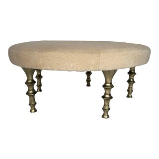 St Paul Ottoman in Gold Bronze Legs For Sale