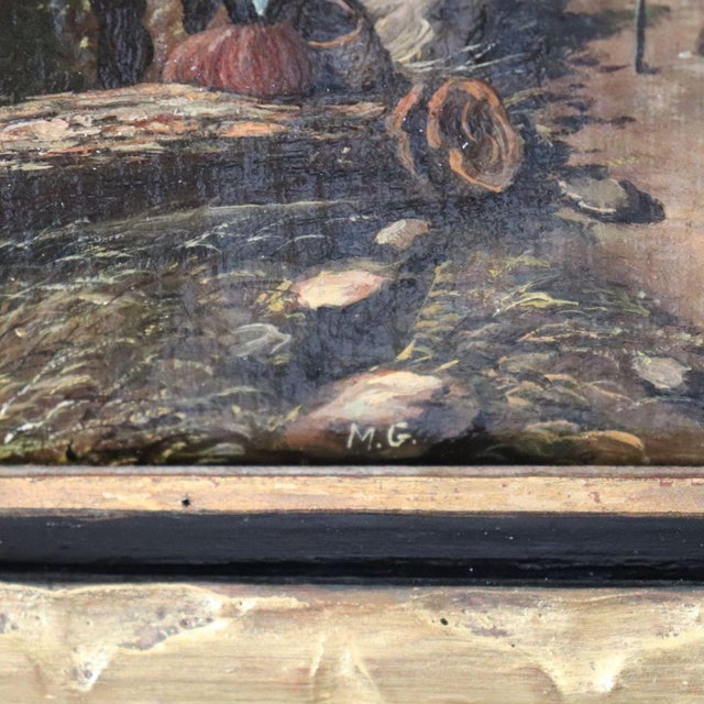 M.G., Landscape with Castle, 18th Century, Oil Painting on Canvas, Framed For Sale - Image 13 of 18