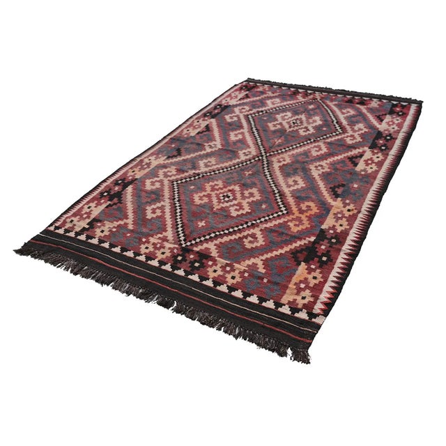 Textile 1970s Earthtone Handwoven Vintage Afghan Maimana Kilim For Sale - Image 7 of 8