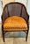 Brown Mid 20th Century Faux Bamboo and Cane Barrel Chairs With Blockprint Upholstery - Set of 4 For Sale - Image 8 of 12