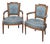 Mid 20th Century Pair of French Louis XVI–Style Walnut Fauteuil Armchairs For Sale