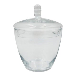 Mid-Century Modern Clear Glass Lidded Candy Jar or Sugar Bowl For Sale