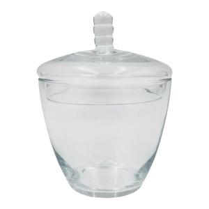 Mid-Century Modern Clear Glass Lidded Candy Jar or Sugar Bowl