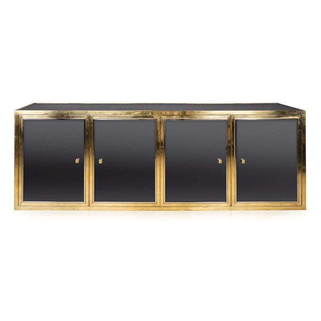Vintage Mirrored Sideboard in Brass by Michel Pigneres, 1970 For Sale - Image 16 of 16