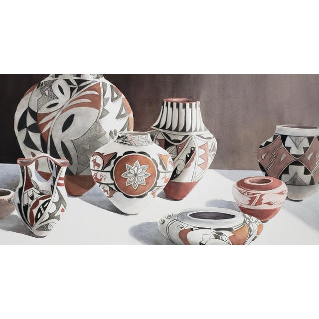 Camille Young (American, 20th c.) "Southwest Pottery" Original Watercolor c.1987 Beautiful original watercolor by noted...