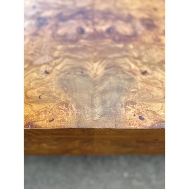 Modern Olive Burl Floating Square Coffee Table in Milo Baughman Style For Sale - Image 10 of 13