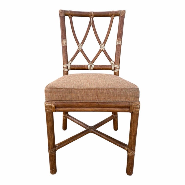 Vintage McGuire Rattan Cross Hatch Dining Chairs - Set of 8 For Sale - Image 10 of 12