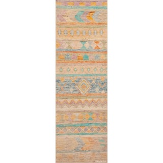 Happy Colorful Tribal Geometric Modern Hallway Runner Rug For Sale