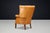 19th Century Sculptural Barrel-Back Wing Chair in Patinated Cognac Leather, 1870 For Sale - Image 5 of 14