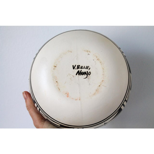Beige Vintage Native American Navajo Pottery Bowl Signed For Sale - Image 8 of 10