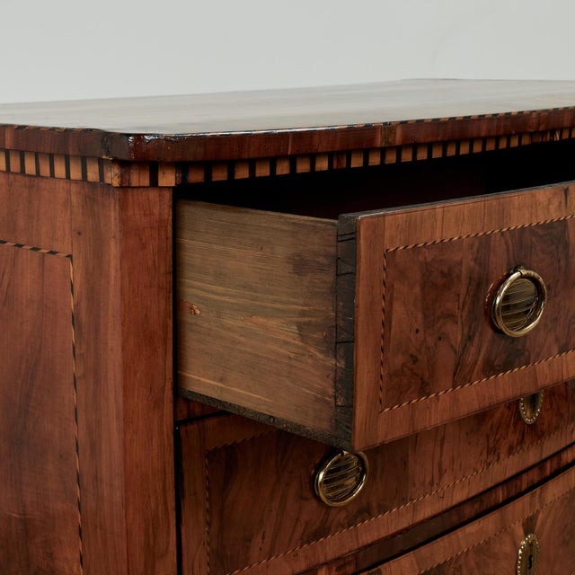 Brown Antique Italian Neo Classic Bow Front Chest or Commode For Sale - Image 8 of 14