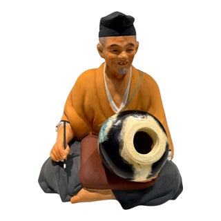 Vintage Hakata Urasaki Japanese Pottery Painter Clay Doll Figurine 8" Japan For Sale
