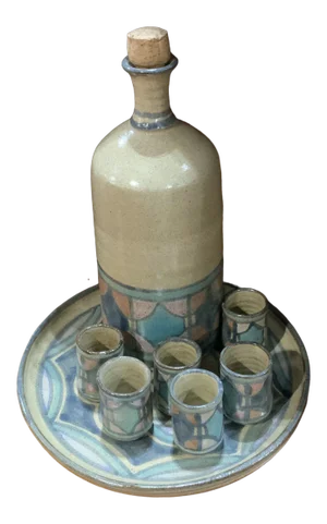 Vintage Mexican Tequila Carafe & Shot Glass Set- 8 Pieces