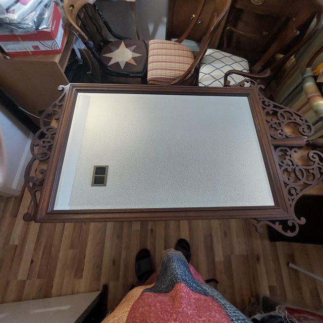 Chippendale Vintage Baker Furniture Chippendale Style Mahogany Fretwork Wall Mirror For Sale - Image 3 of 4