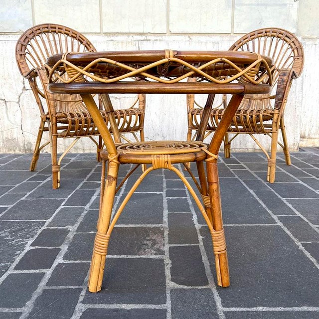 Bamboo Coffee Table and Chairs, 1960s, Set of 3 For Sale - Image 11 of 15
