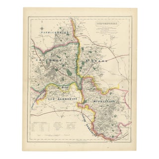 Antique Hobson Fox Hunting Map of Oxfordshire by Heythrop Hunt, 1870 For Sale