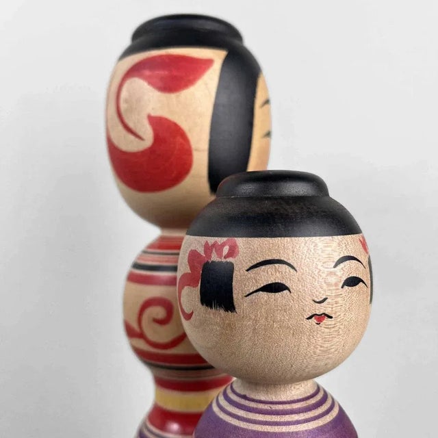 Vintage Dento Kokeshi Figurines by Abo Masafumi and Abo Muchihide, 1970s, Set of 2 For Sale - Image 6 of 10