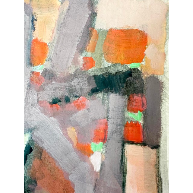 Mid-Century Modern Mid 20th Century Mid Century Modern French Abstract Epressionist Painting on Paper, With Mat, Unframed For Sale - Image 3 of 3