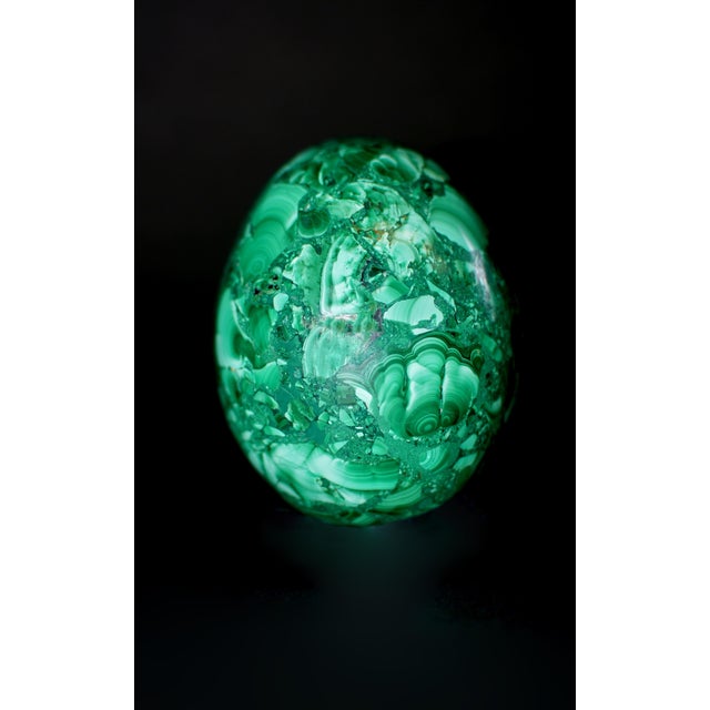 Malachite Eggs on Brass Stand Set of 2 For Sale - Image 10 of 15