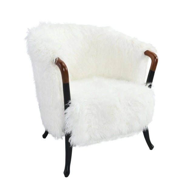 White White Faux Fur Arm Chair For Sale - Image 8 of 8