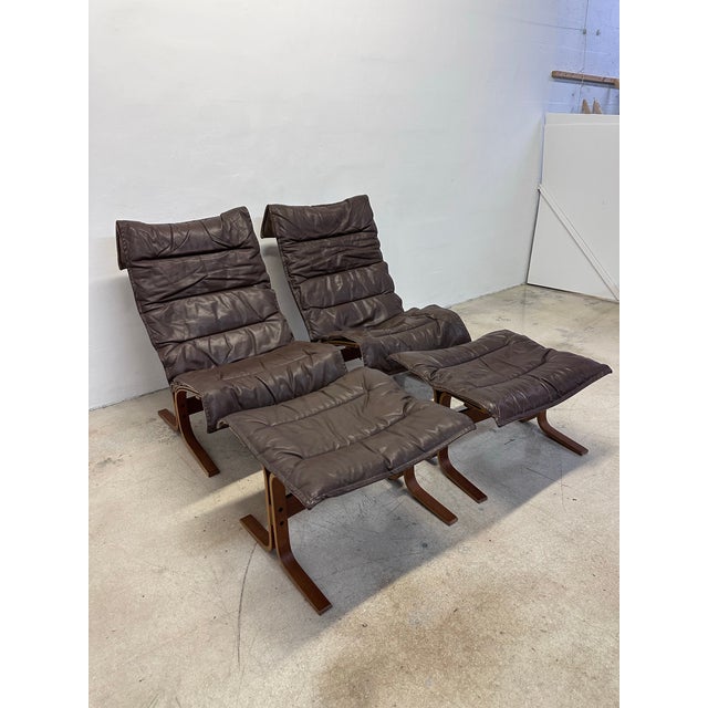 Mid-Century Modern Pair of Ingmar Relling for Westnofa High Back “Siesta” Lounge Chairs With Footrests, 1960s For Sale - Image 3 of 12