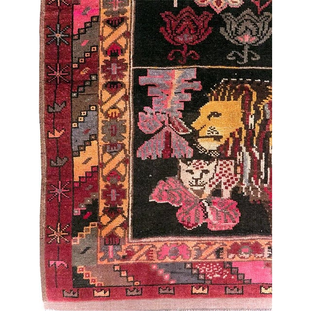 Turkish Lion King Vintage Turkish Kars Square Rug rug no.10893 For Sale - Image 3 of 6