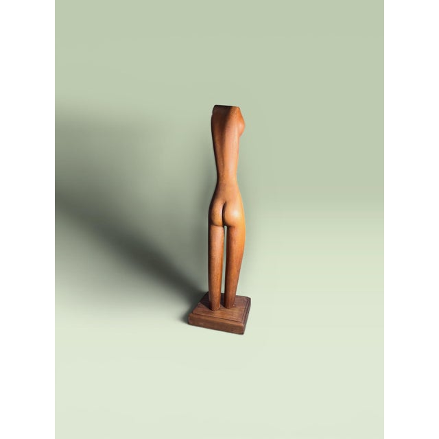 Vintage Hand-Carved Modernist Nude Female Wood Sculpture, 32”h For Sale - Image 12 of 12