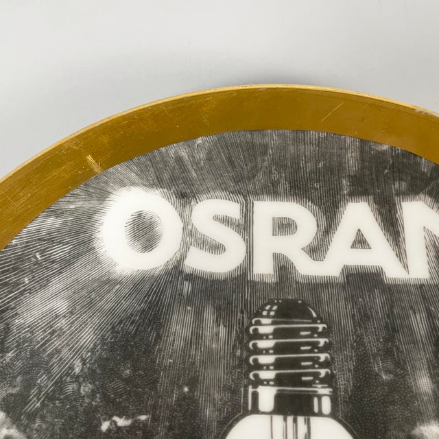 Black Vintage Italian Osram Decorative Plate by Fornasetti, 1970s For Sale - Image 8 of 15