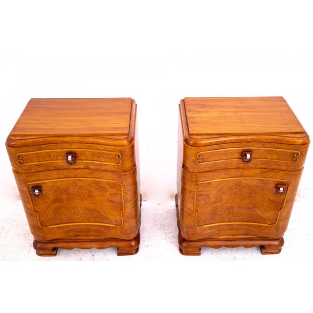 Wood Vintage Polish Art Deco Nightstands, 1930, Set of 2 For Sale - Image 7 of 15