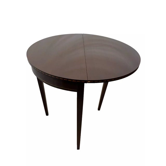 1940s 1940s Vintage Brandt Demilune Console Table Fold Down Top Expands to Round Mahogany For Sale - Image 5 of 12
