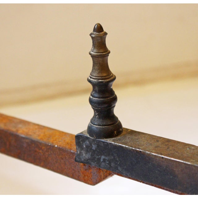 Metal Late 19th Century Pair of Chippendale Style Brass & Iron Andirons For Sale - Image 7 of 8