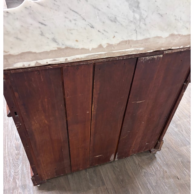 Antique Late 1800s Victorian Walnut Marble Top Washstand For Sale - Image 12 of 12