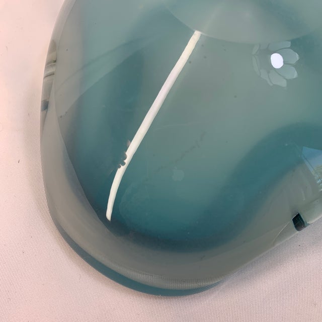 Vintage C. 1960s Murano Teal Blue and White Opaline Cased Glass Dish For Sale In Chicago - Image 6 of 7