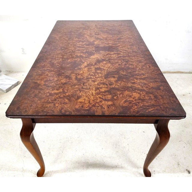 Brown French Dining Table Birdseye Maple Extendable For Sale - Image 8 of 13