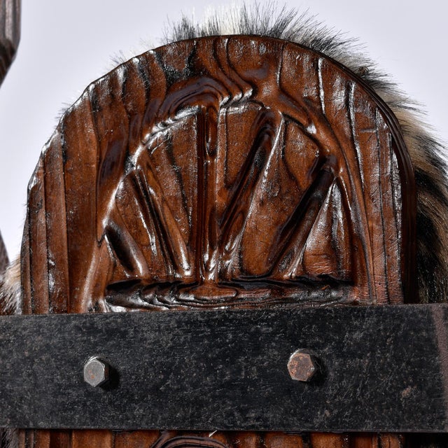 Pair of Restored Witco Conquistador Vintage Tiki Throne Chairs in New Faux Leopard Fur For Sale - Image 17 of 18