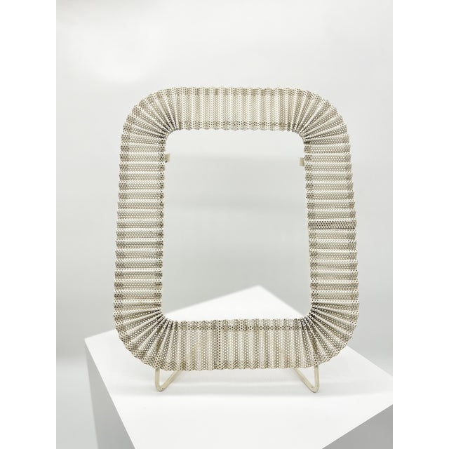 1950s Vintage White Pleated Metal Photo Frame by Mathieu Matégot for Atelier Matégot, France, 1950 For Sale - Image 5 of 12