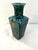 Striking vintage Asian design studio art ceramic pottery drip glaze vase in Emerald Green.