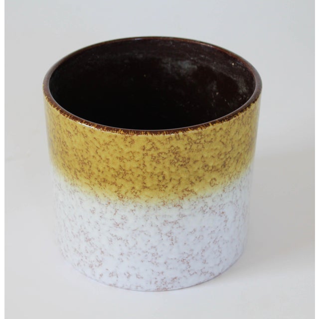 Vintage avocado green and white Marei Keramik lava glaze planter pot made in West Germany. No chips. Some residue inside...