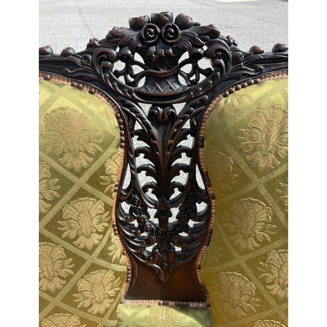 Victorian Carved Dark Walnut Sofa and Chair For Sale - Image 14 of 18