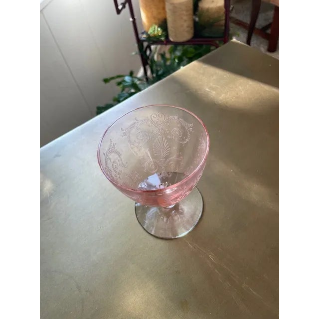 1920's Fostoria Versailles Pink Footed Glasses or Oyster Cups - Set of 12 For Sale In Dallas - Image 6 of 7