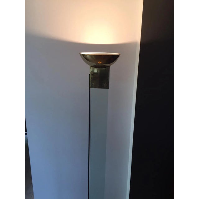 Gold Italian Glass & Brass Floor Lamp by Max Baguara for Lamperti, 1970s For Sale - Image 8 of 9