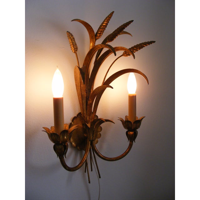 60s Italian Gilt Wheat Sheaf Wall Sconces Pair Chairish