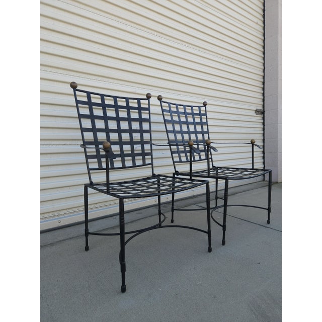 Art Deco 2 Janus Et Cie Amalfi Tuxedo Armchairs Stainless Steel Patio For Sale - Image 3 of 17
