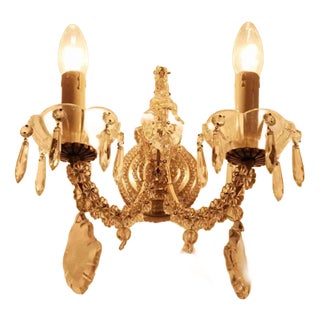 Two-Arm Wall Lamps in Crystal, Set of 2 For Sale