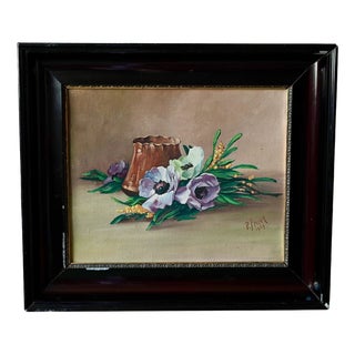 P. Fruet, Anemones and Mimosa, 1920s, Oil on Canvas, Framed For Sale
