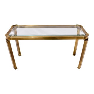 Mastercraft Solid Brass & Beveled Glass Console Table For Sale
